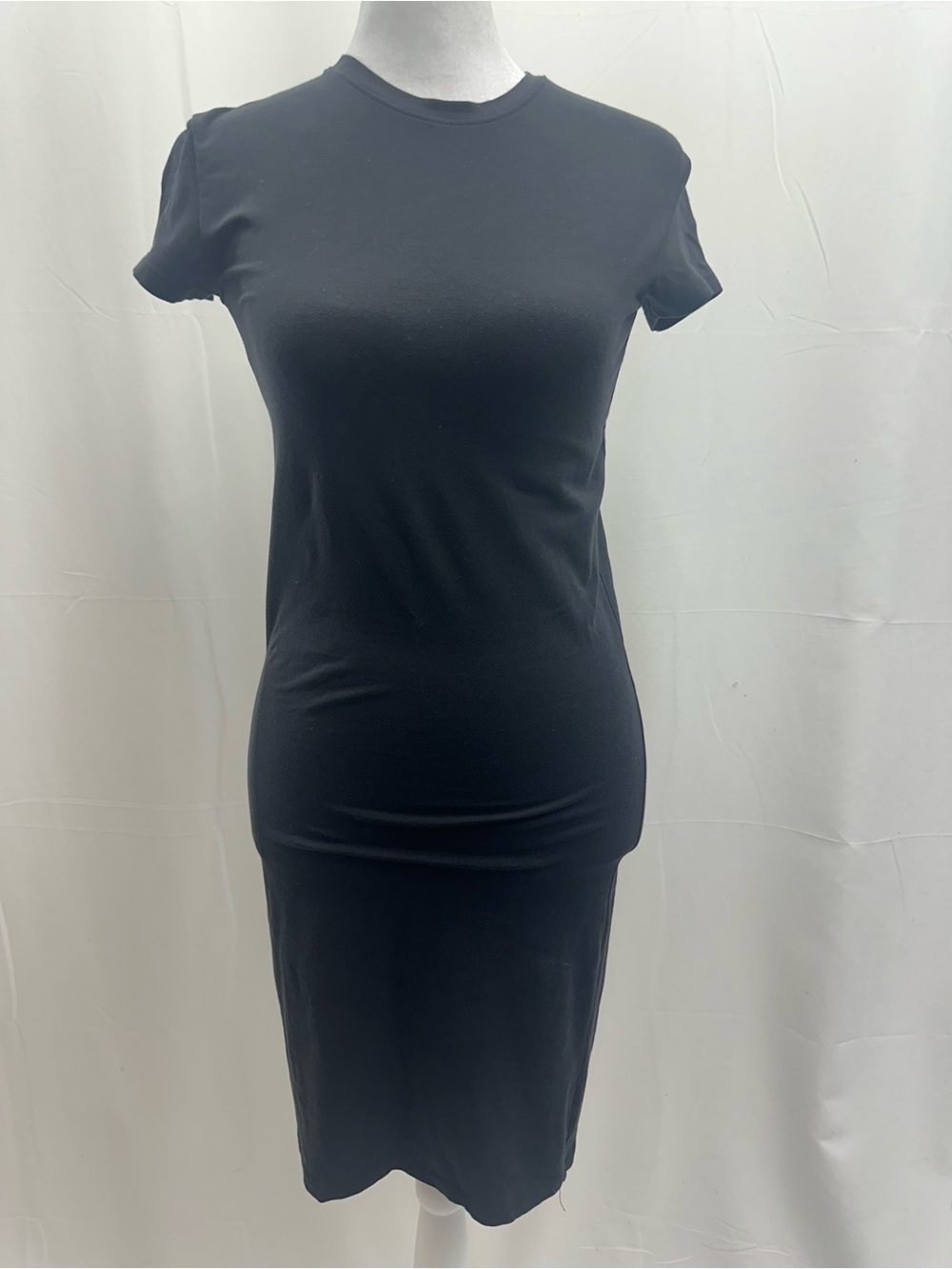 ATM Anthony Thomas Melillo Black Short-Sleeve Midi Bodycon Dress S
